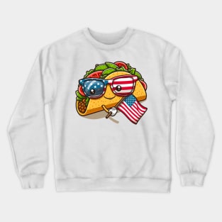 Tacos holding an American flag design Crewneck Sweatshirt